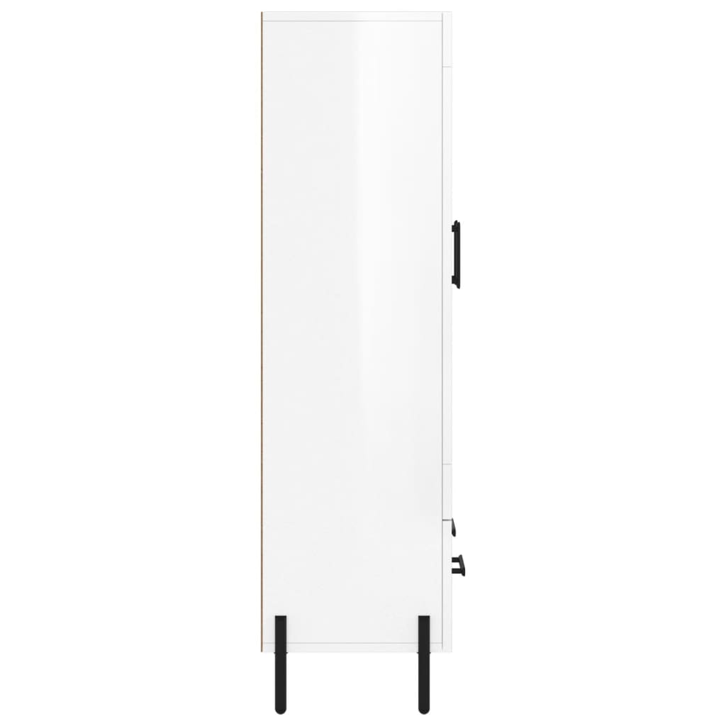 Highboard High Gloss White 69.5x31x115 cm Engineered Wood