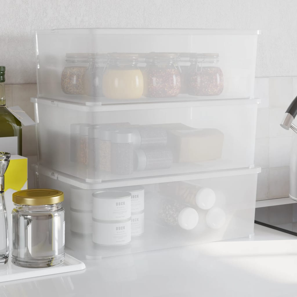 Plastic Storage Boxes 3 pcs 10 L Stackable
