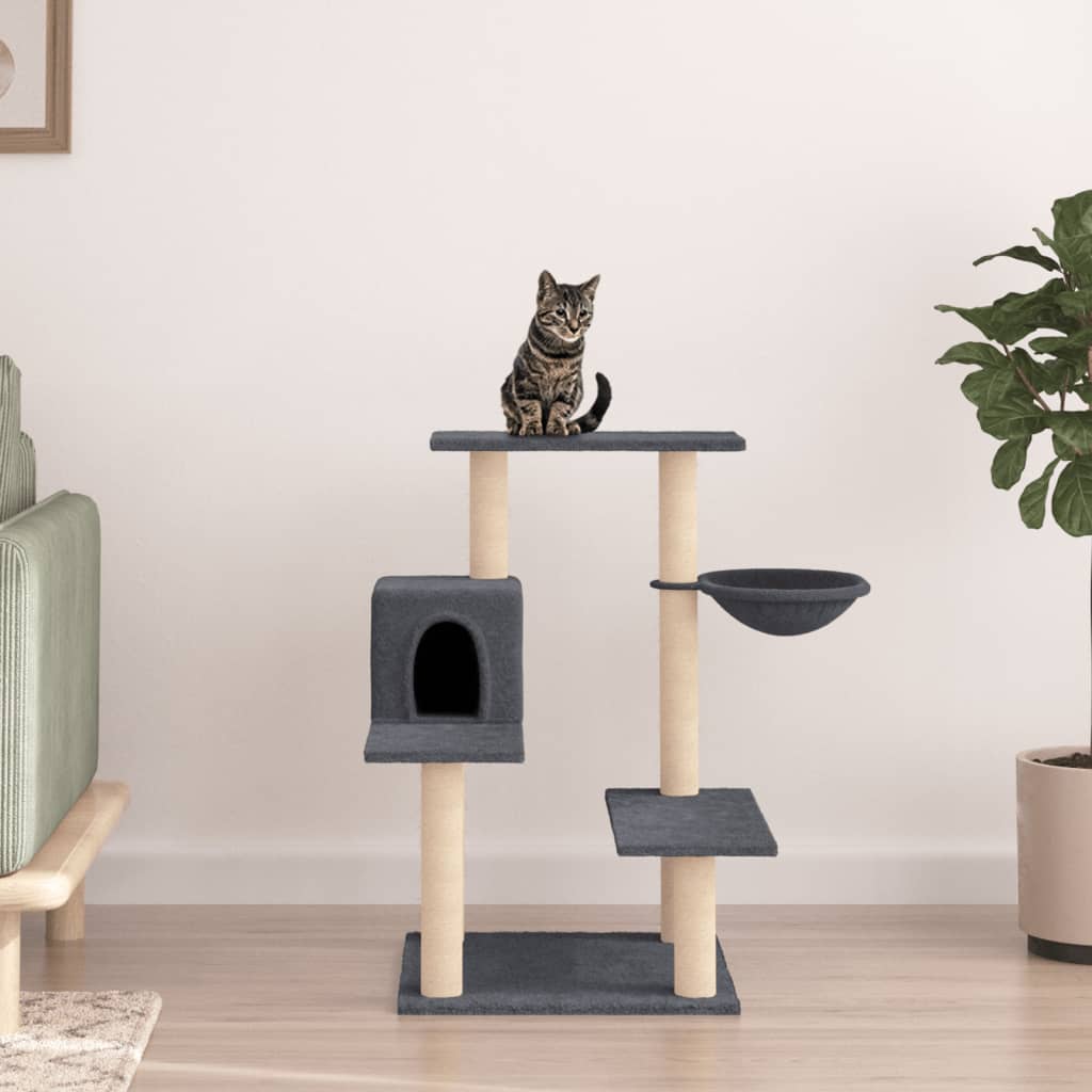 Cat Tree with Sisal Scratching Posts Dark Grey 82.5 cm