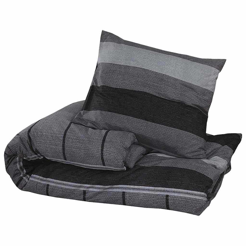 Duvet Cover Set Dark Grey 220x240 cm Cotton