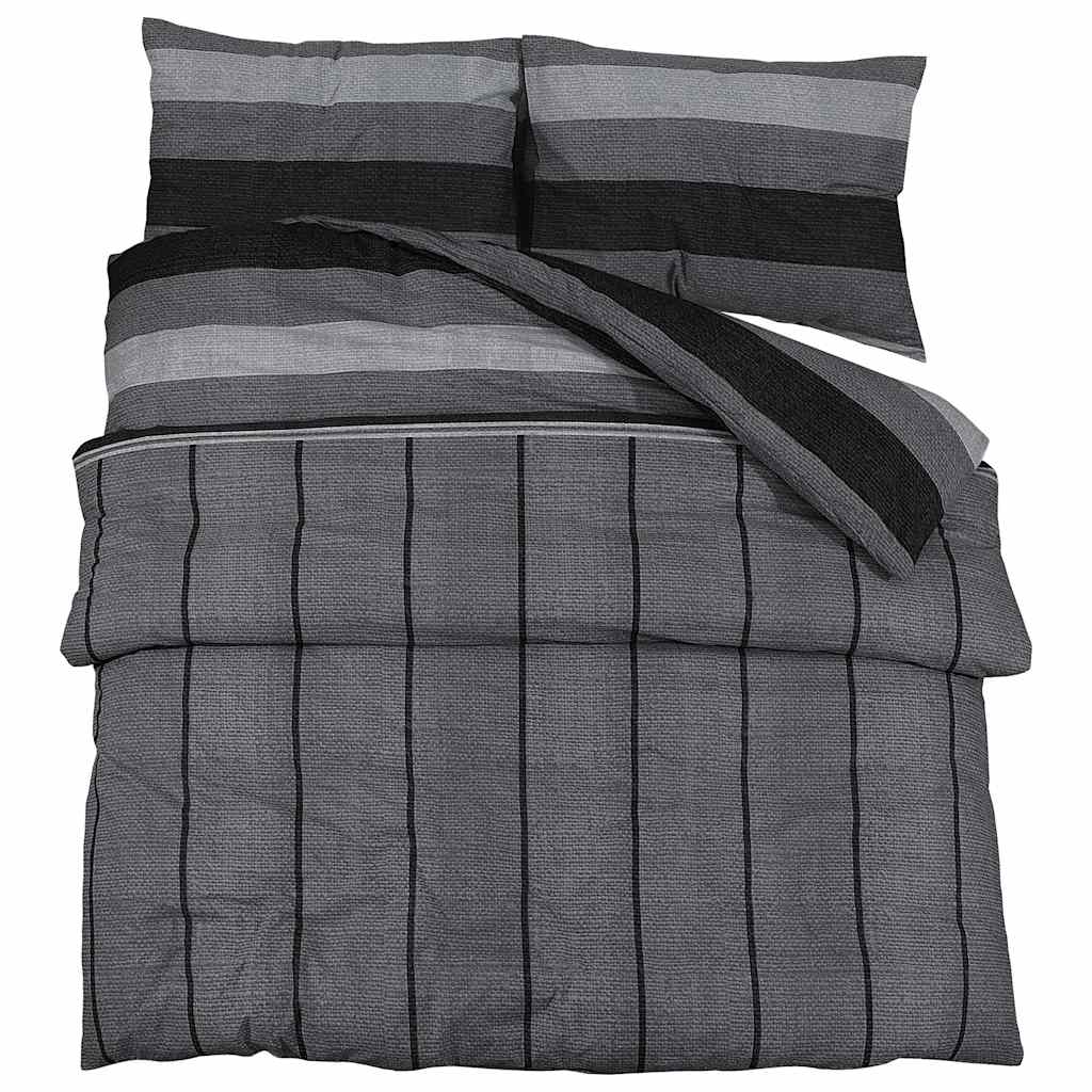 Duvet Cover Set Dark Grey 225x220 cm Cotton
