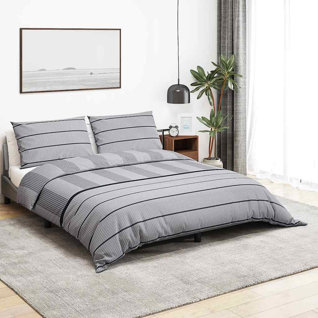 Duvet Cover Set Grey 200x200 cm Cotton
