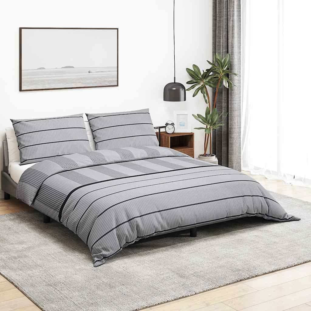 Duvet Cover Set Grey 140x200 cm Cotton