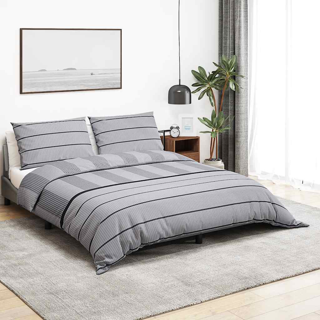 Duvet Cover Set Grey 200x200 cm Cotton