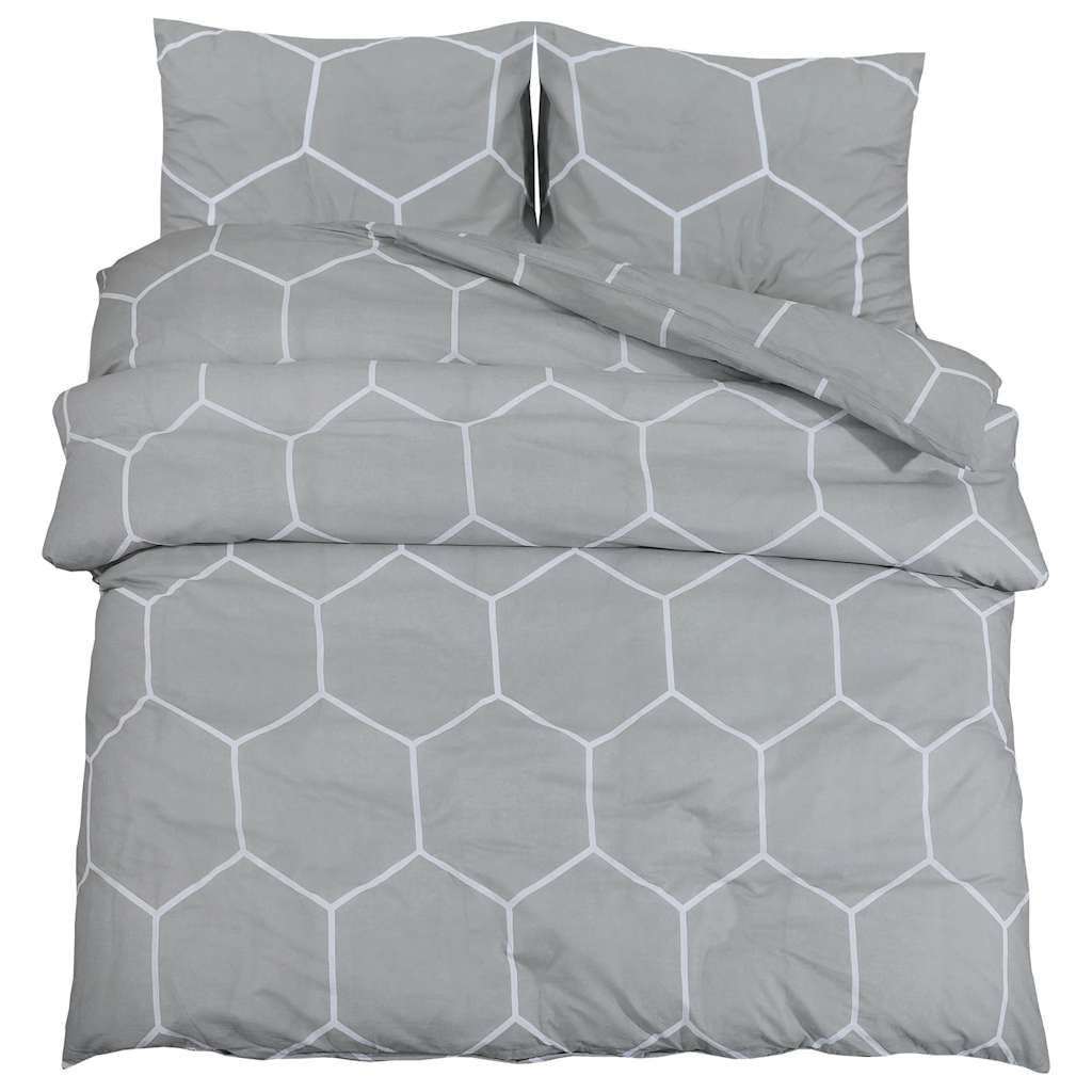 Duvet Cover Set Grey 240x220 cm Cotton