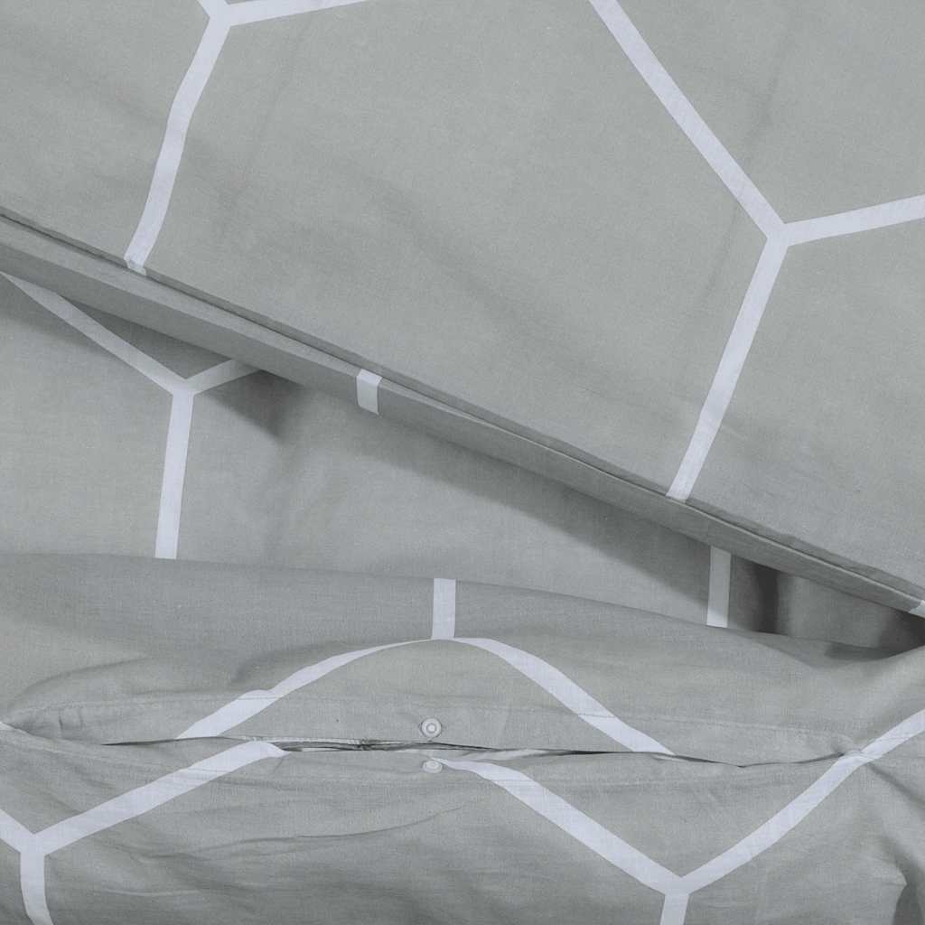 Duvet Cover Set Grey 220x240 cm Cotton