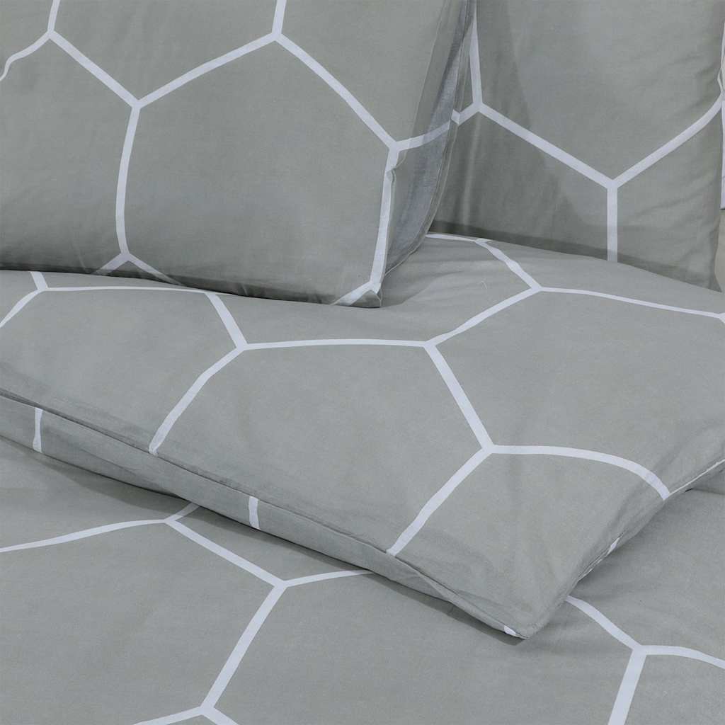 Duvet Cover Set Grey 220x240 cm Cotton