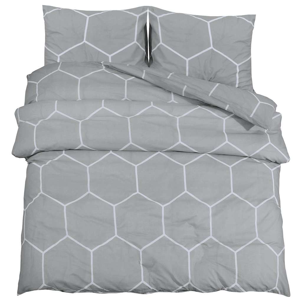 Duvet Cover Set Grey 155x220 cm Cotton