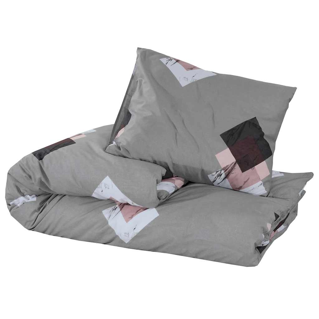 Duvet Cover Set Grey 260x240 cm Cotton