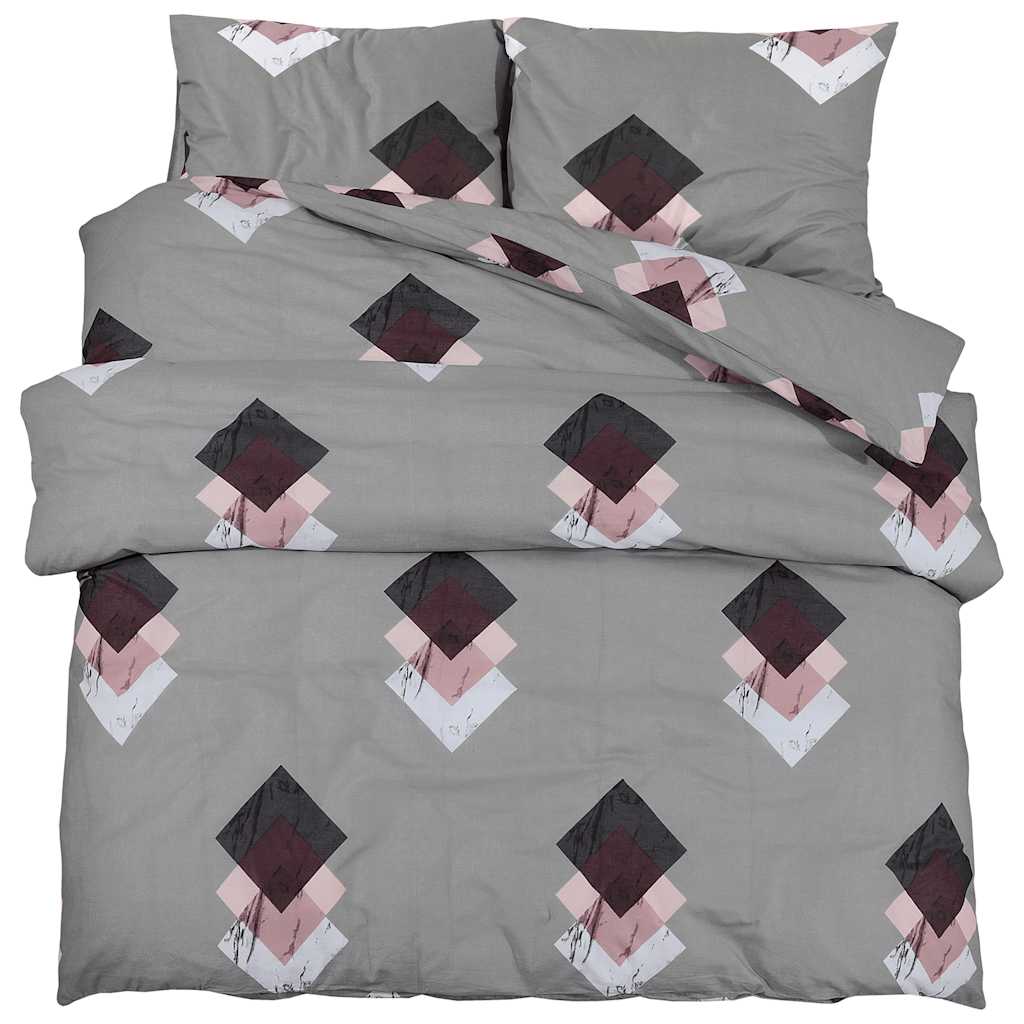 Duvet Cover Set Grey 225x220 cm Cotton