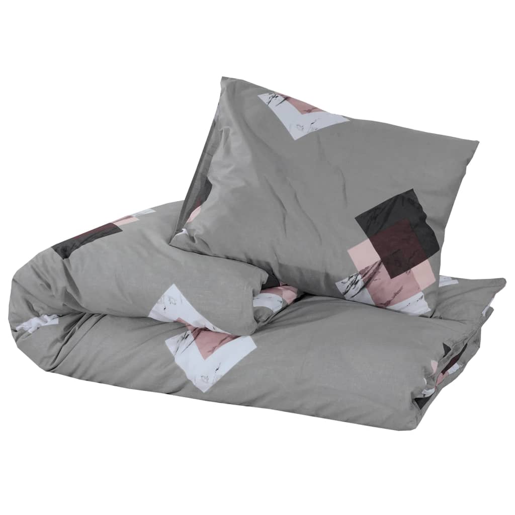 Duvet Cover Set Grey 225x220 cm Cotton