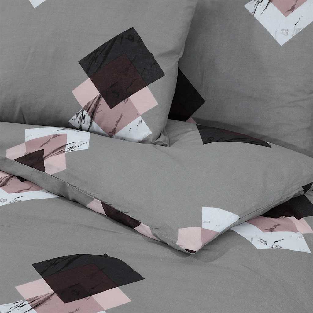 Duvet Cover Set Grey 225x220 cm Cotton
