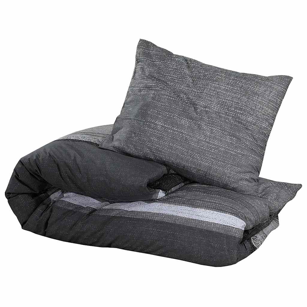 Duvet Cover Set Dark Grey 220x240 cm Cotton