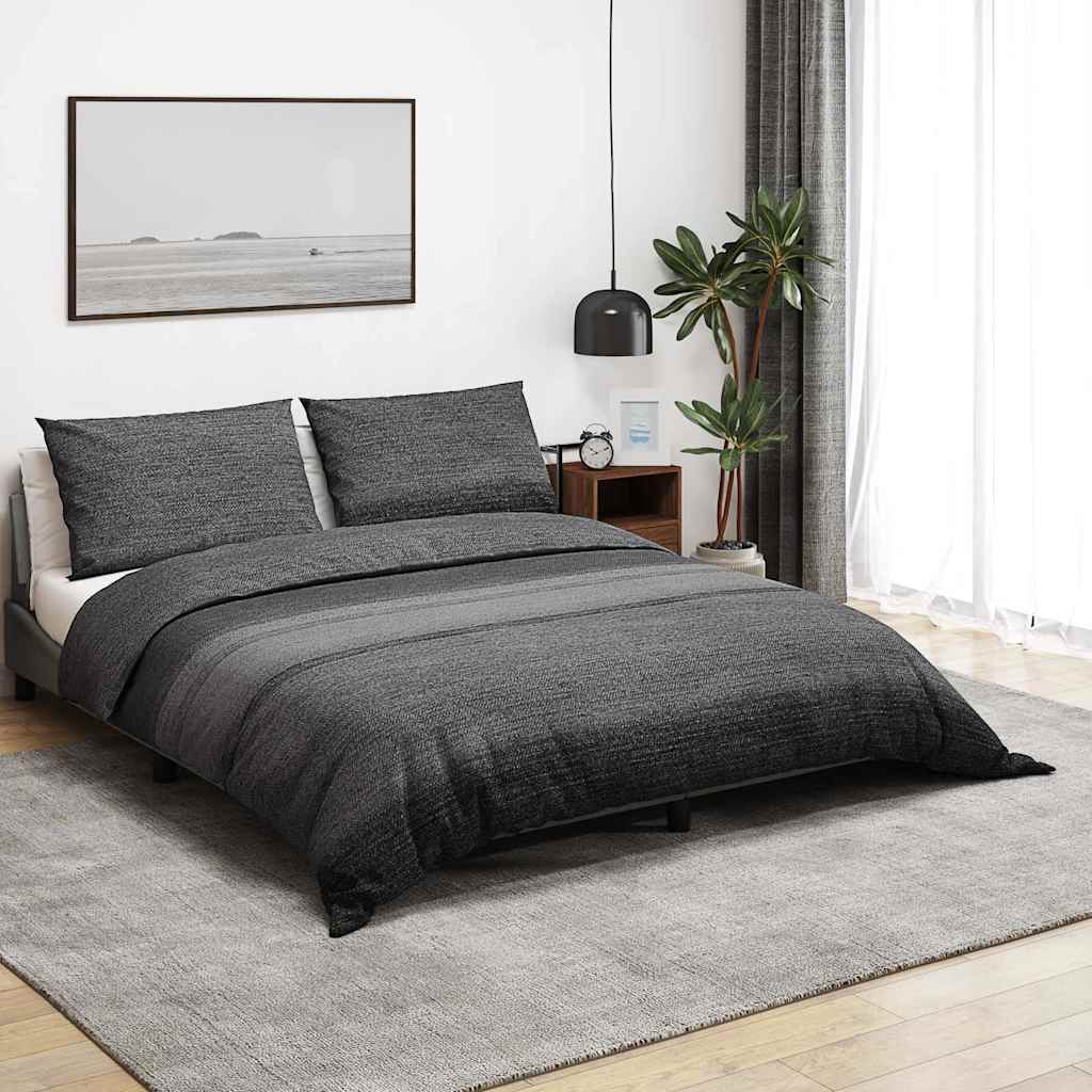 Duvet Cover Set Dark Grey 220x240 cm Cotton