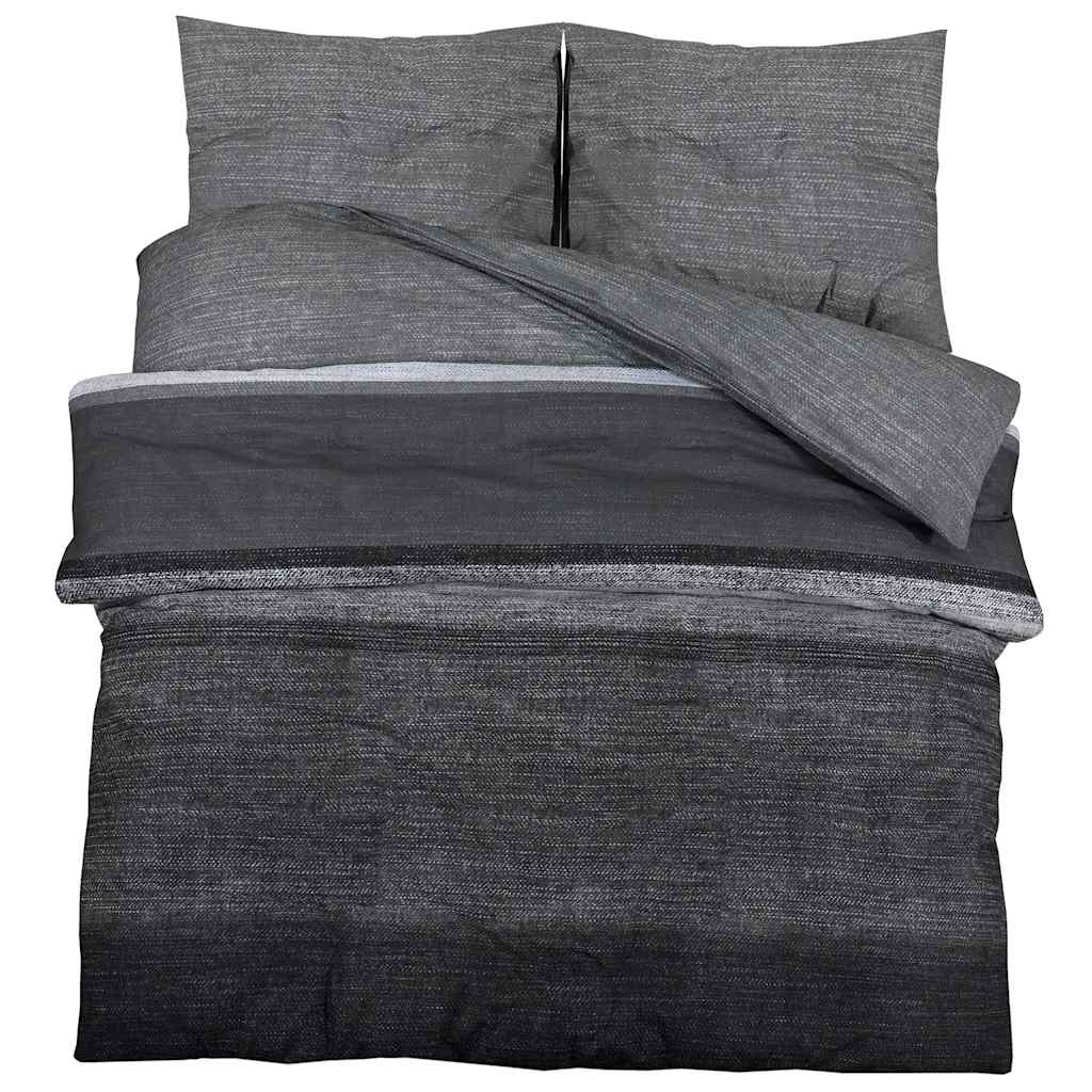 Duvet Cover Set Dark Grey 135x200 cm Cotton