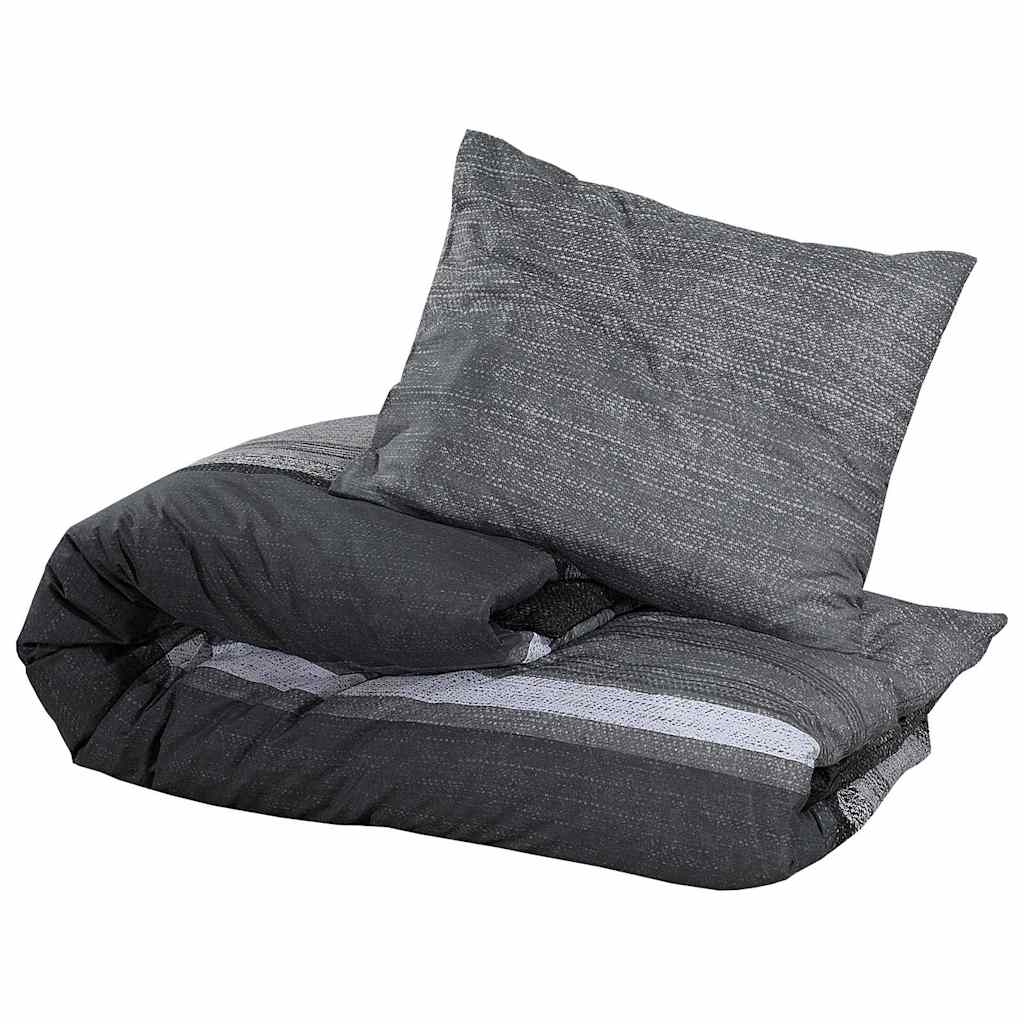 Duvet Cover Set Dark Grey 155x220 cm Cotton
