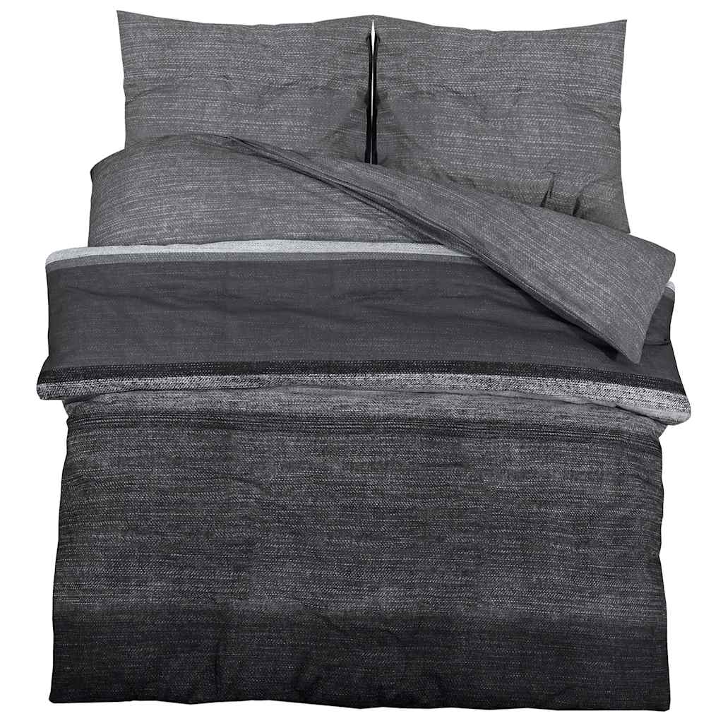 Duvet Cover Set Dark Grey 225x220 cm Cotton