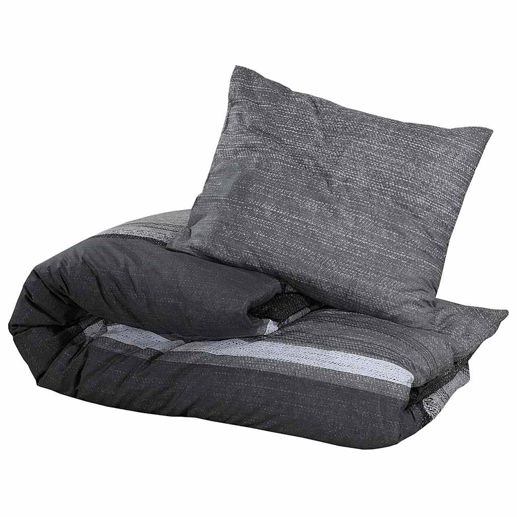 Duvet Cover Set Dark Grey 225x220 cm Cotton