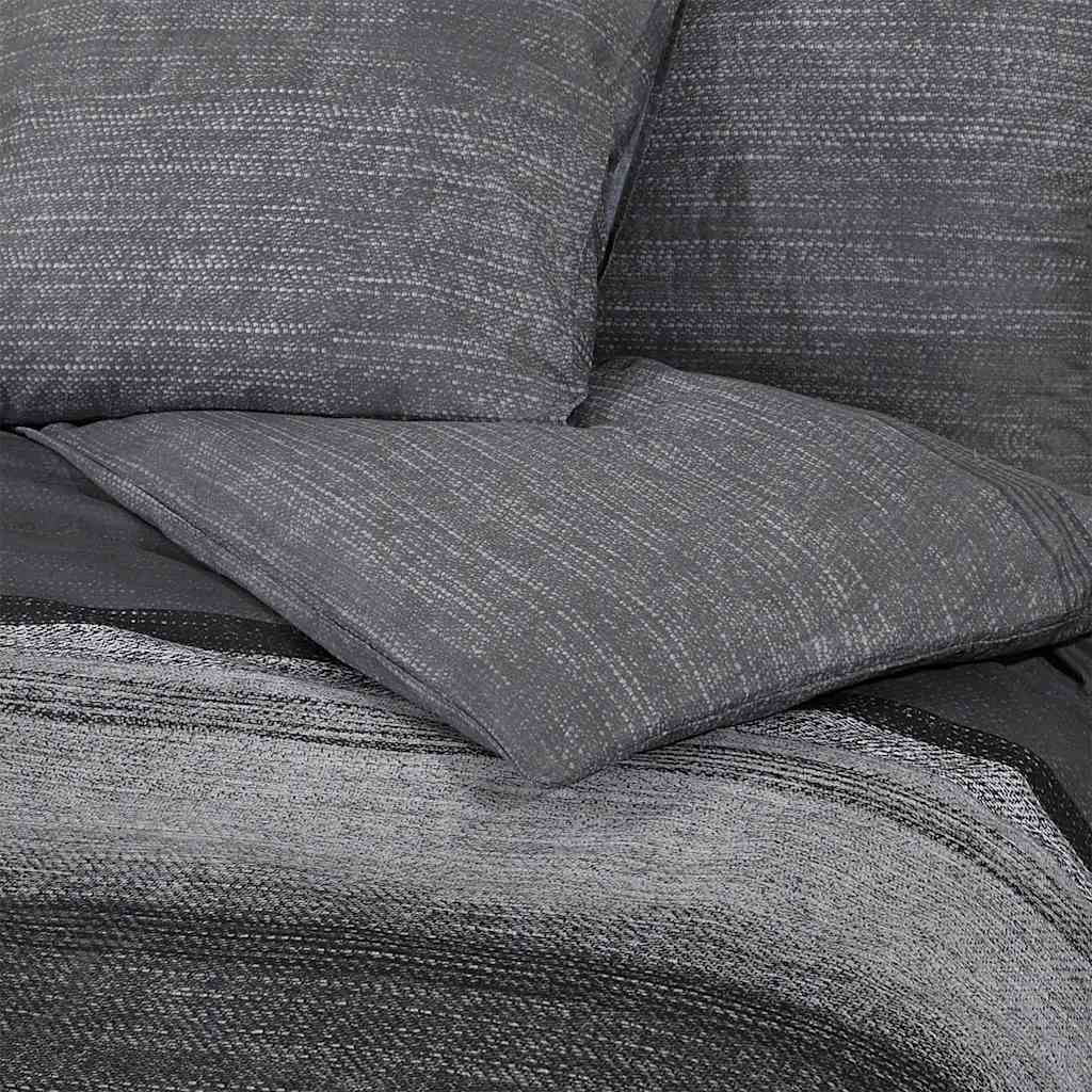 Duvet Cover Set Dark Grey 225x220 cm Cotton