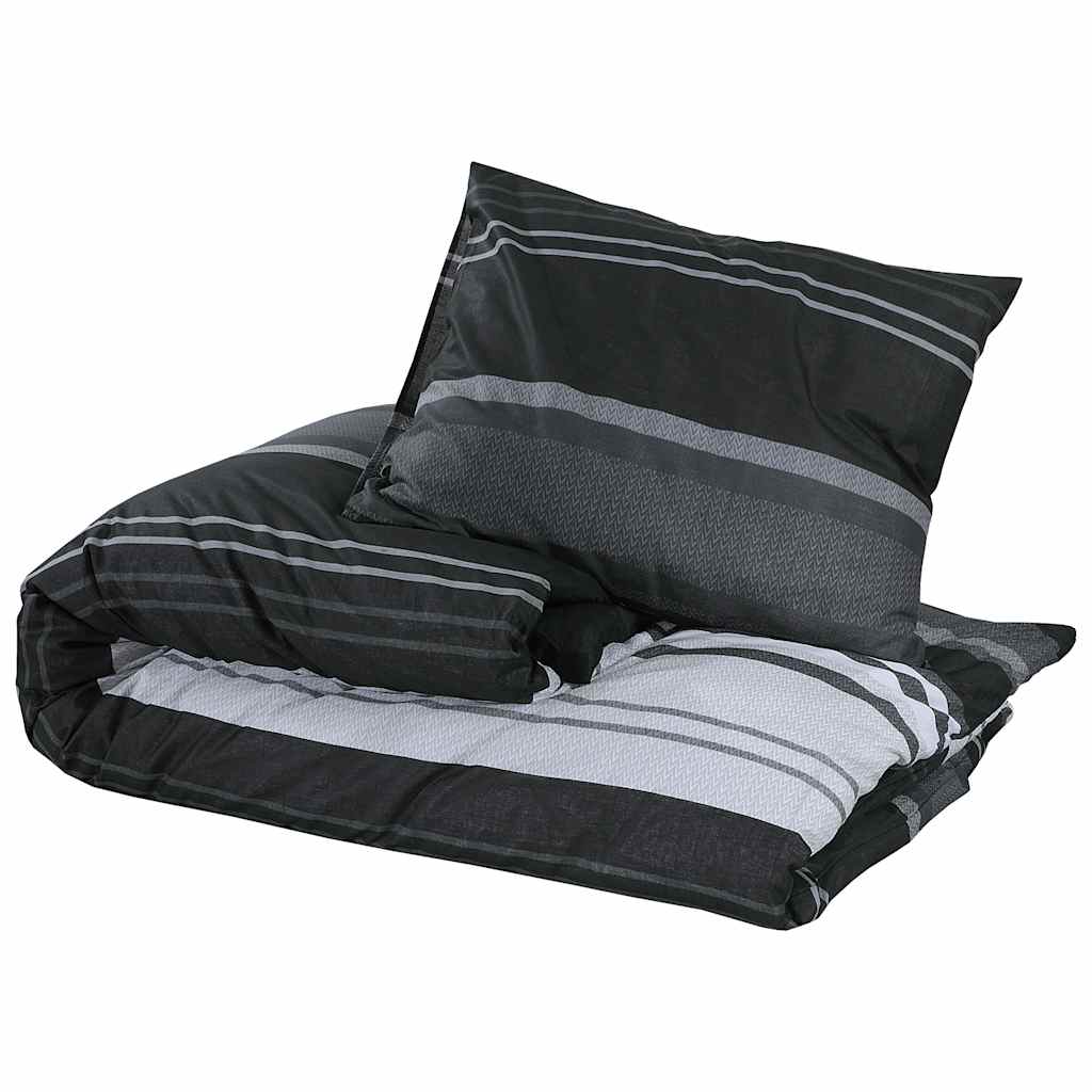 Duvet Cover Set Black and White 155x220 cm Cotton