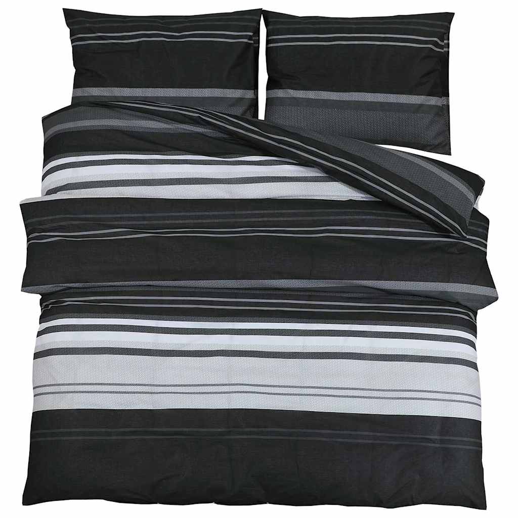 Duvet Cover Set Black and White 260x220 cm Cotton