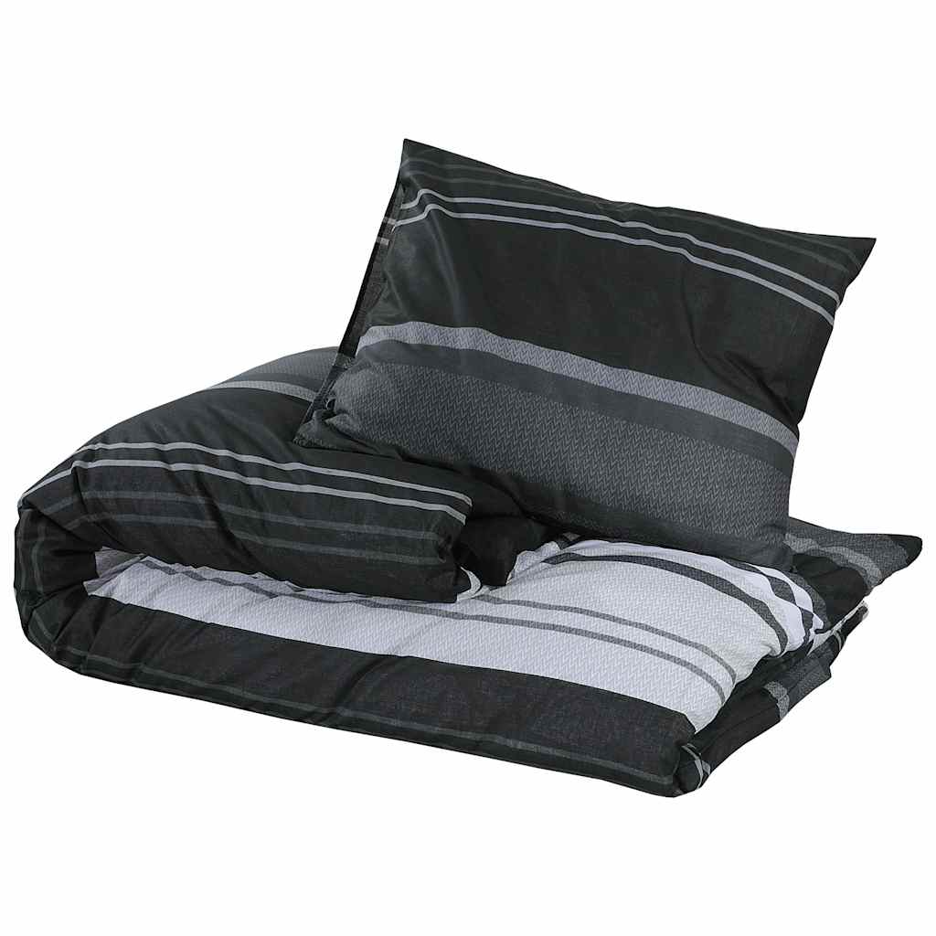 Duvet Cover Set Black and White 260x220 cm Cotton