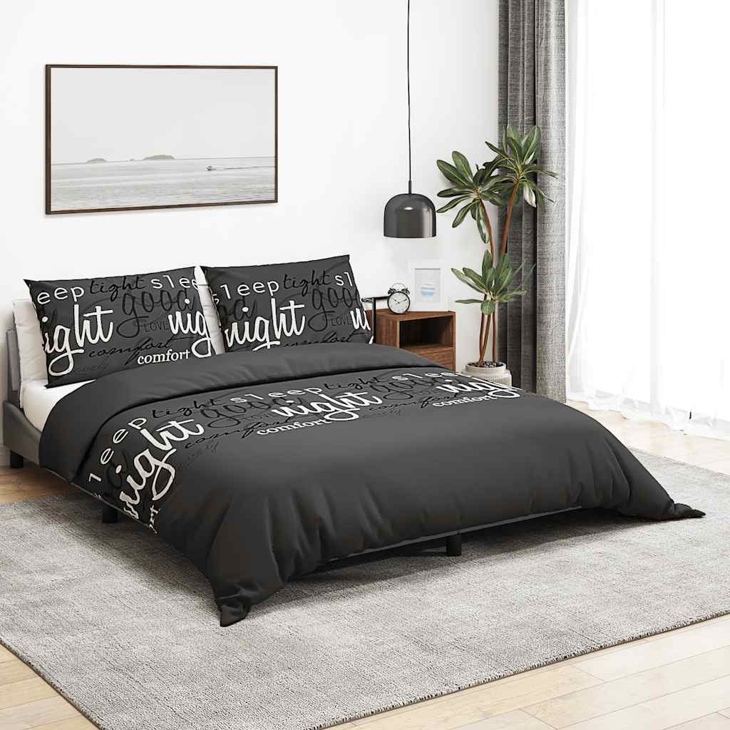Duvet Cover Set Black 240x220 cm Cotton