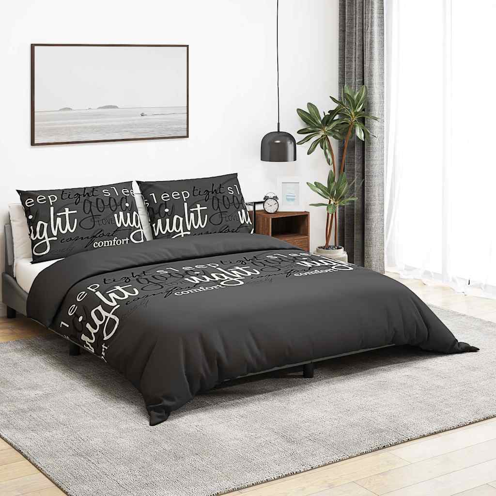 Duvet Cover Set Black 260x240 cm Cotton