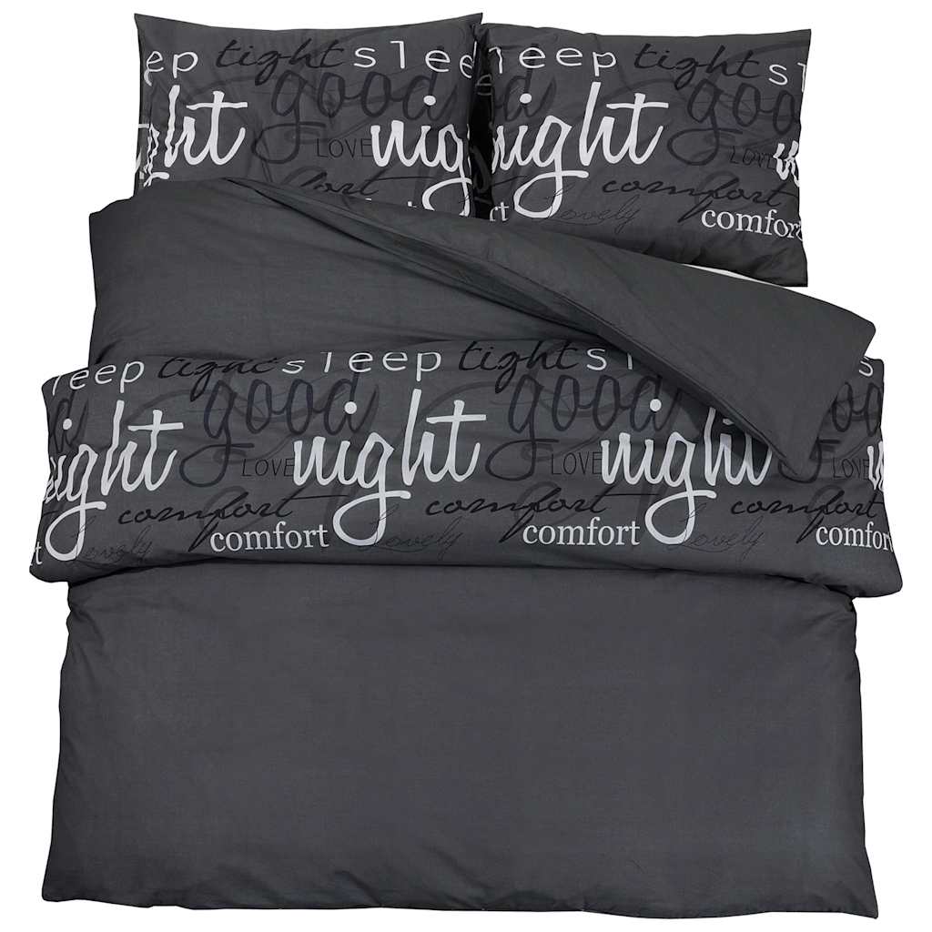 Duvet Cover Set Black 135x200 cm Cotton