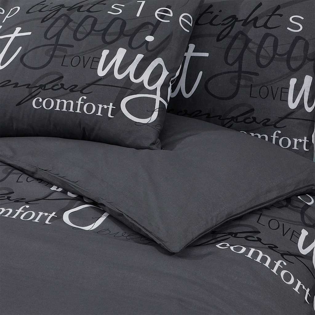 Duvet Cover Set Black 135x200 cm Cotton