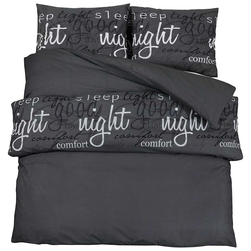 Duvet Cover Set Black 200x200 cm Cotton
