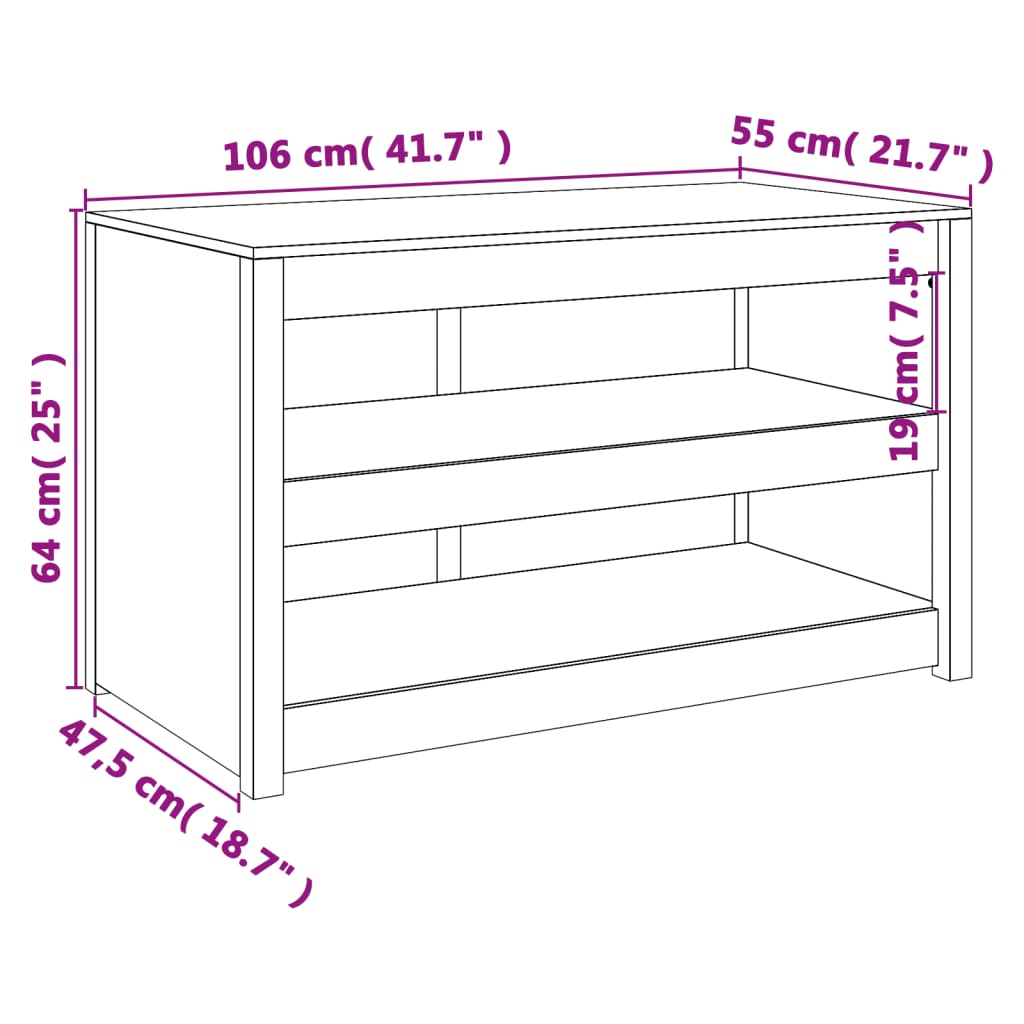 vidaXL Outdoor Kitchen Cabinet White 106x55x64 cm Solid Wood Pine