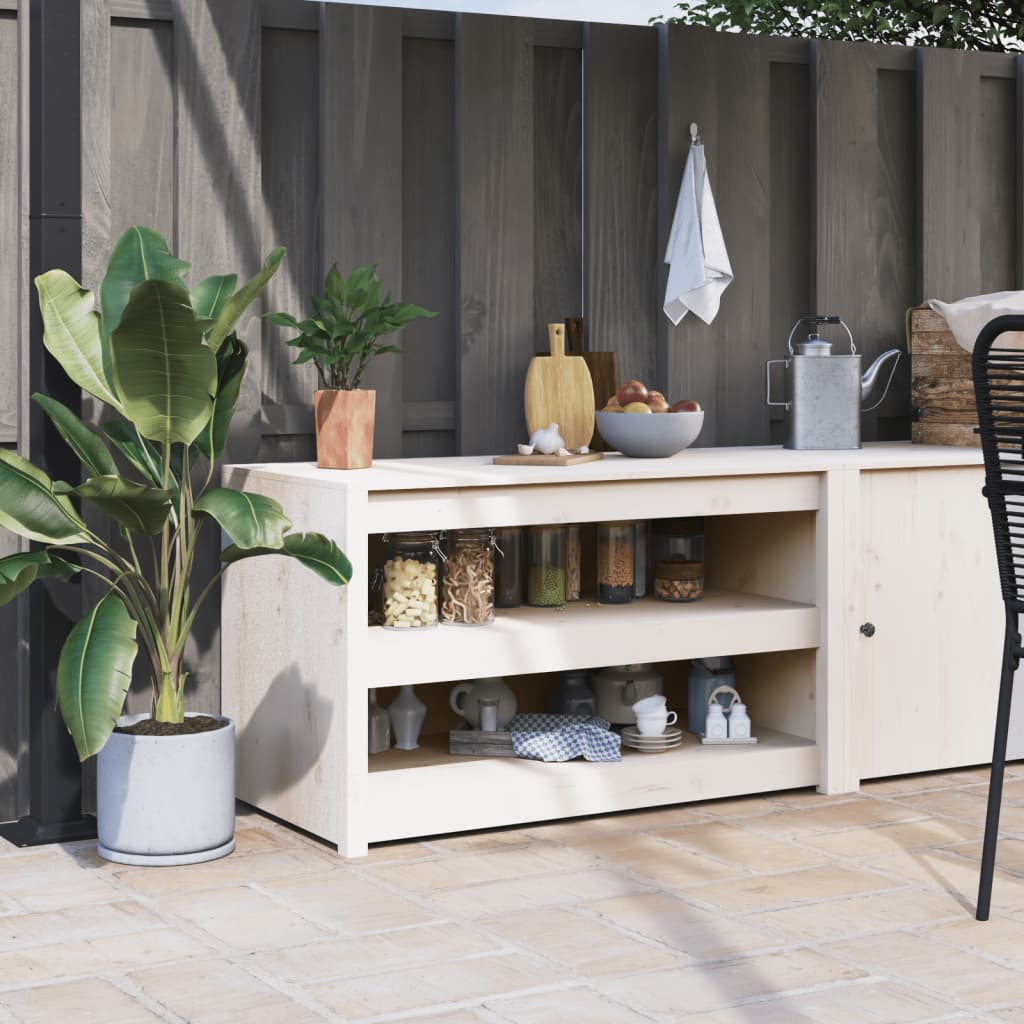 vidaXL Outdoor Kitchen Cabinet White 106x55x64 cm Solid Wood Pine