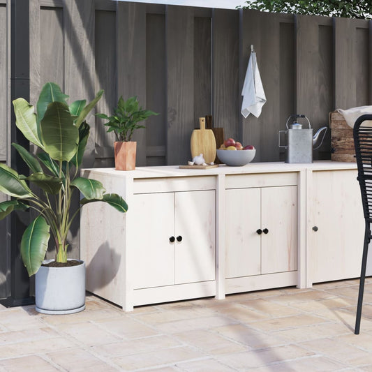 vidaXL Outdoor Kitchen Cabinet White 106x55x64 cm Solid Wood Pine