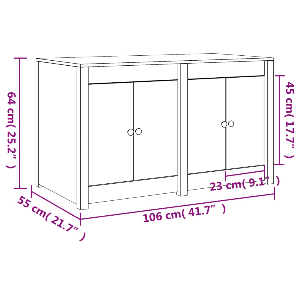 vidaXL Outdoor Kitchen Cabinet Black 106x55x64 cm Solid Wood Pine