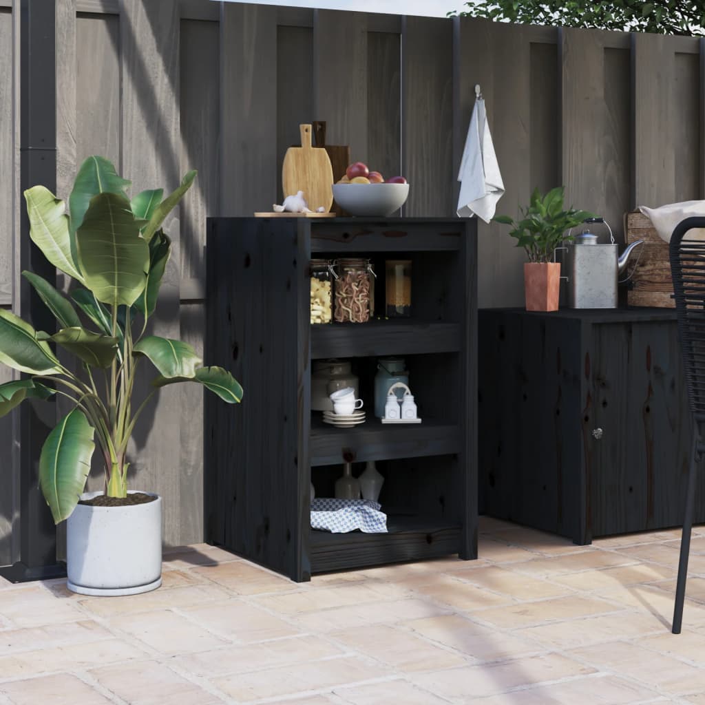 Outdoor Kitchen Cabinet MEPPEL Black 55x55x92 cm Solid Wood Pine