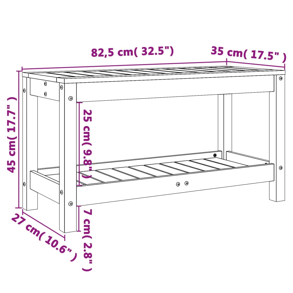 vidaXL Garden Bench 82.5x35x45 cm Solid Wood Douglas