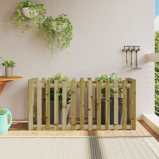 vidaXL Garden Raised Bed with Fence Design 150x50x70 cm Impregnated Wood Pine