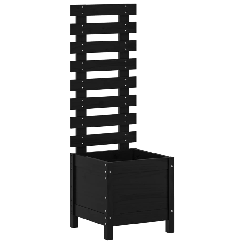 vidaXL Garden Planter with Rack Black 39x39.5x114 cm Solid Wood Pine