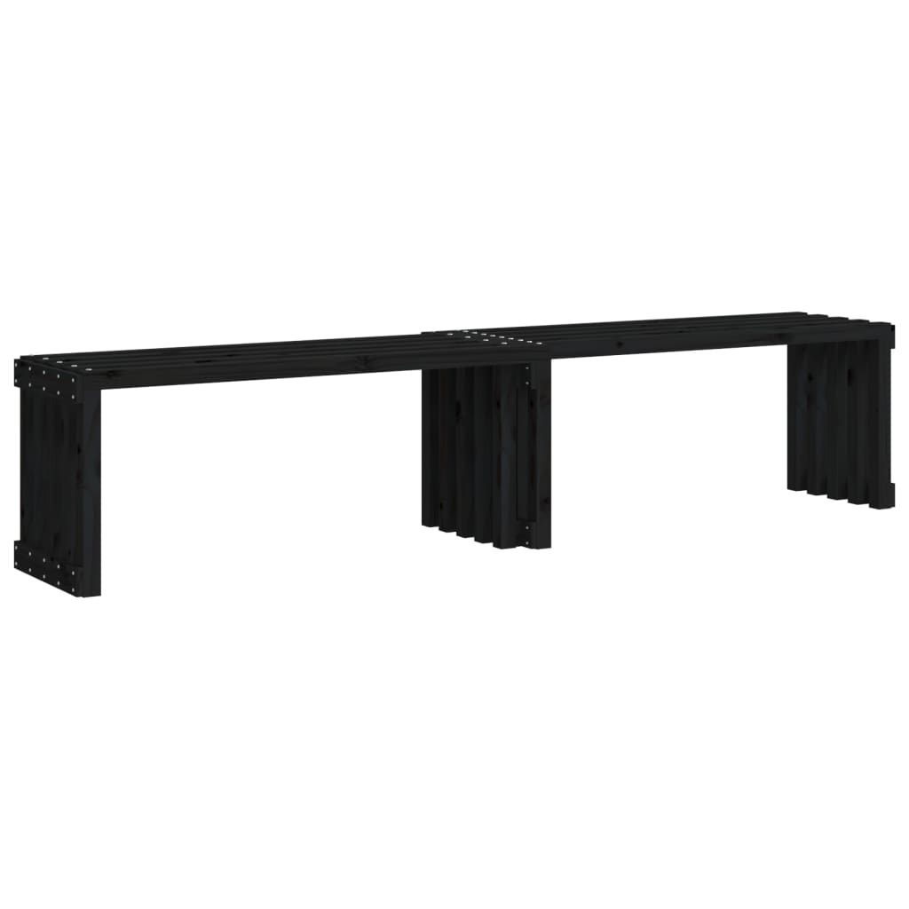 Garden Bench | Black | Solid pine wood | Large | Extendable