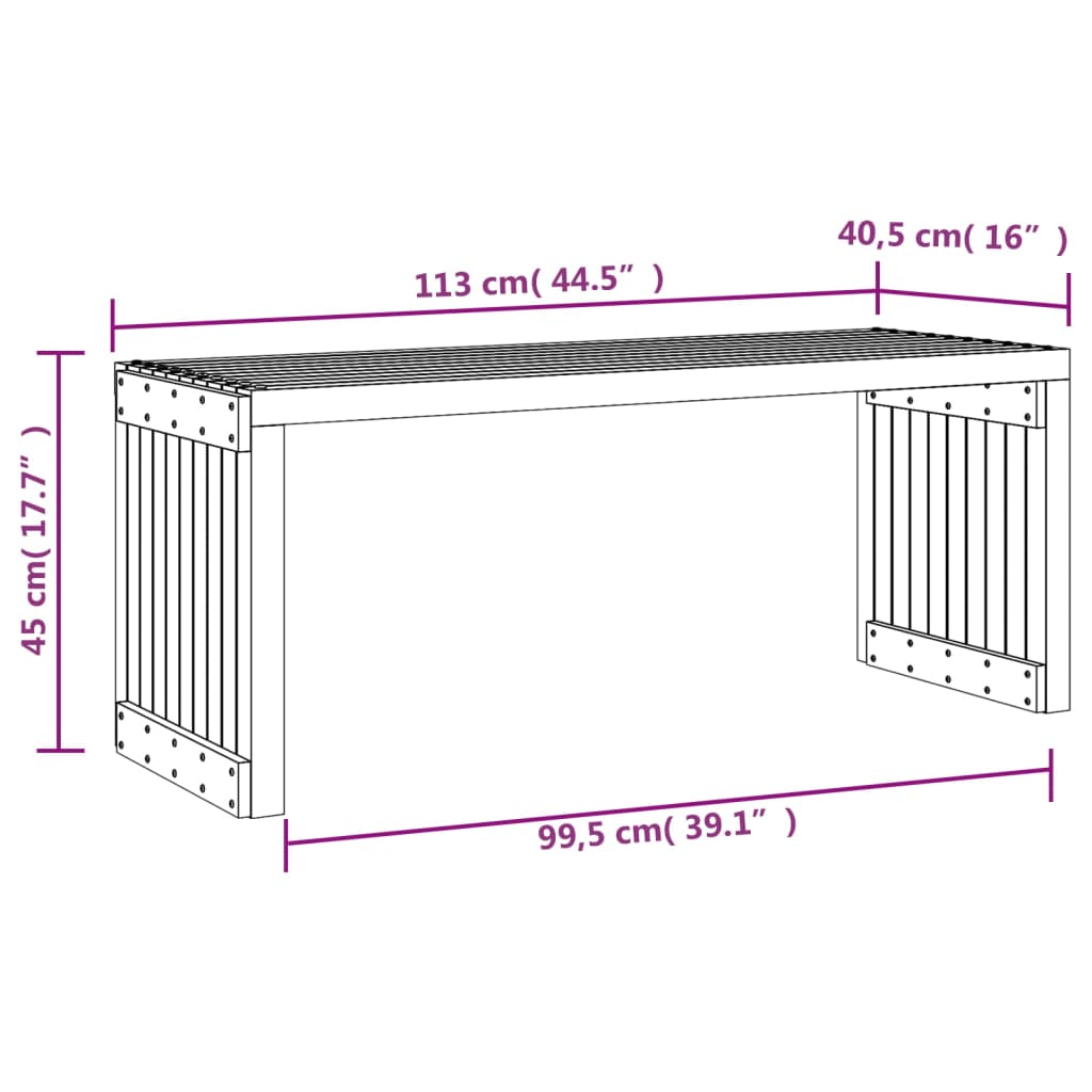 Garden Bench | Black | Solid pine wood | Large | Extendable