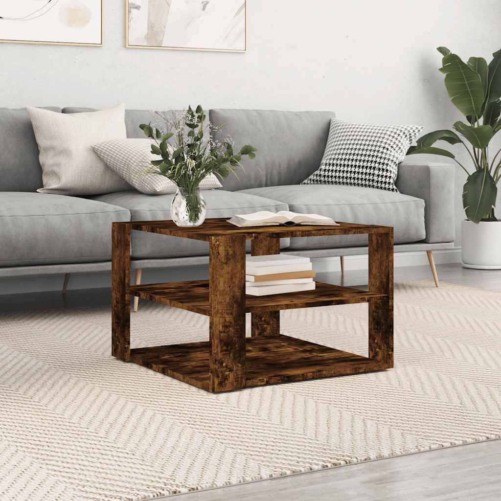 Coffee Table Smoked Oak 58x58x40 cm Engineered Wood