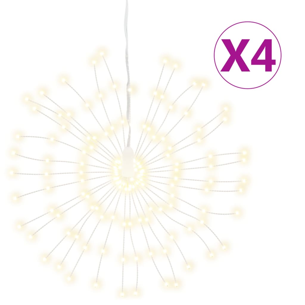 vidaXL Christmas Starburst Lights 140 LEDs 4 pcs Warm White 17 cm