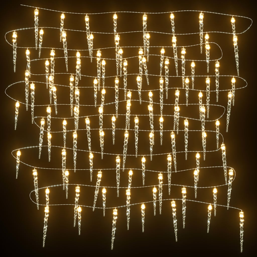 vidaXL Christmas Icicle Light 100 LEDs Warm White 10 m Acrylic PVC