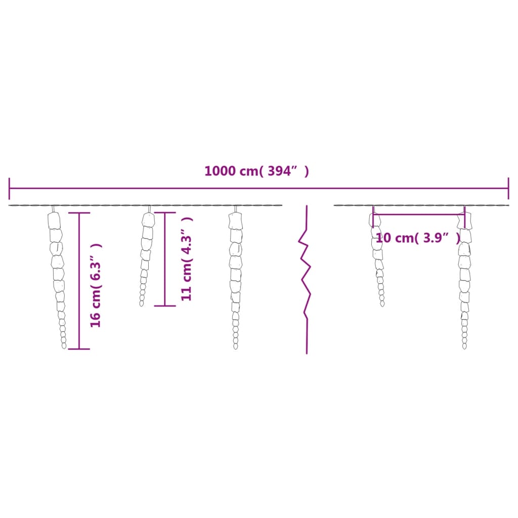 vidaXL Christmas Icicle Light 100 LEDs Warm White 10 m Acrylic PVC