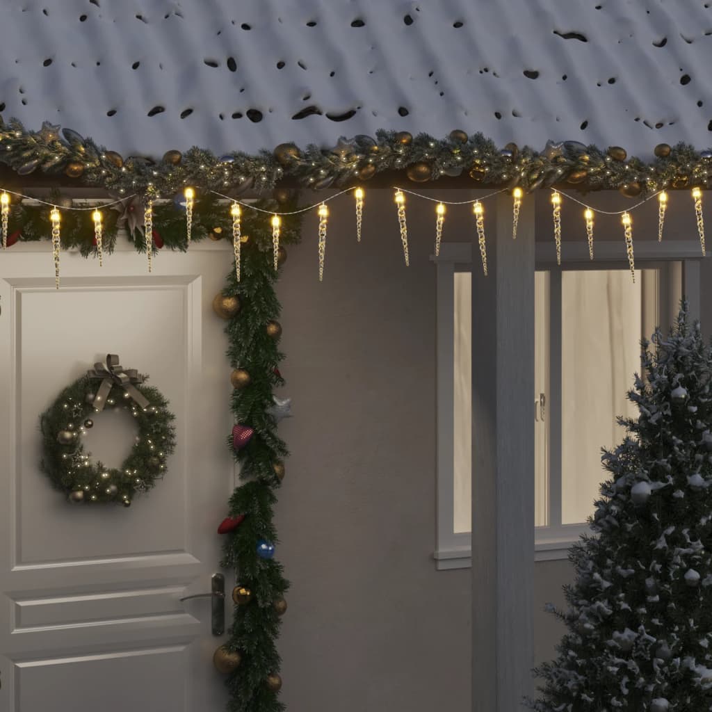 vidaXL Christmas Icicle Light 100 LEDs Warm White 10 m Acrylic PVC