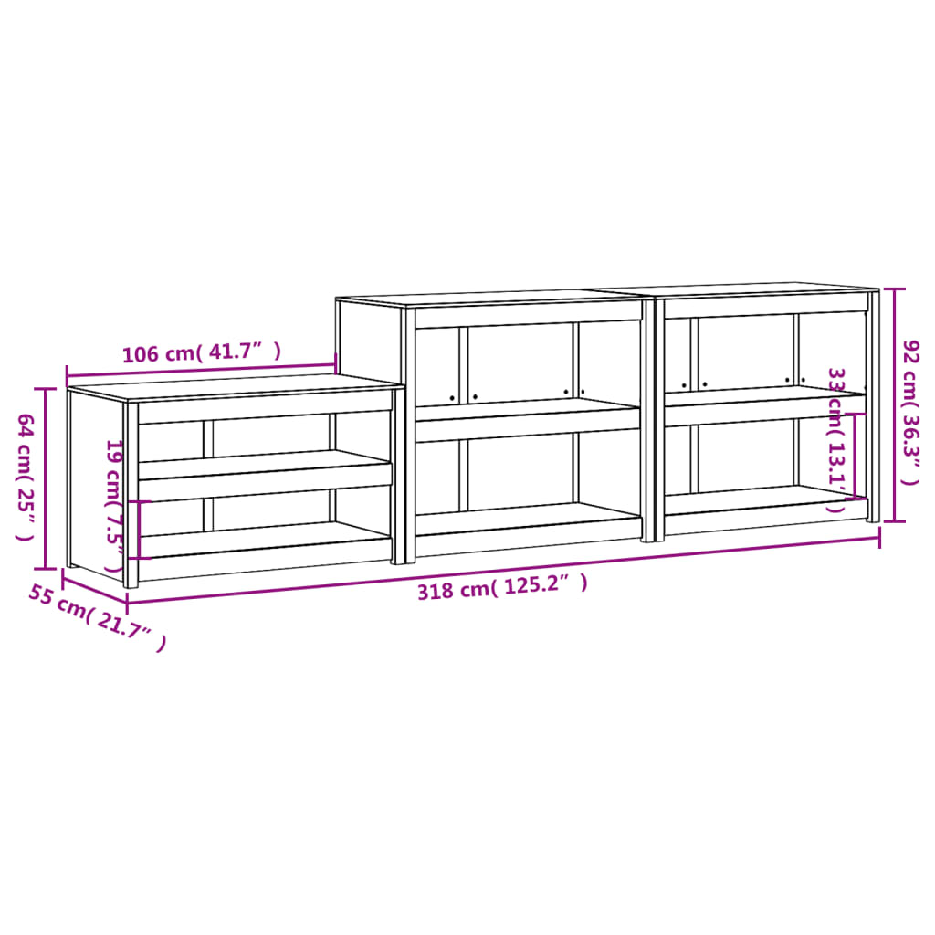 vidaXL Outdoor Kitchen Cabinets 3 pcs Solid Wood Douglas