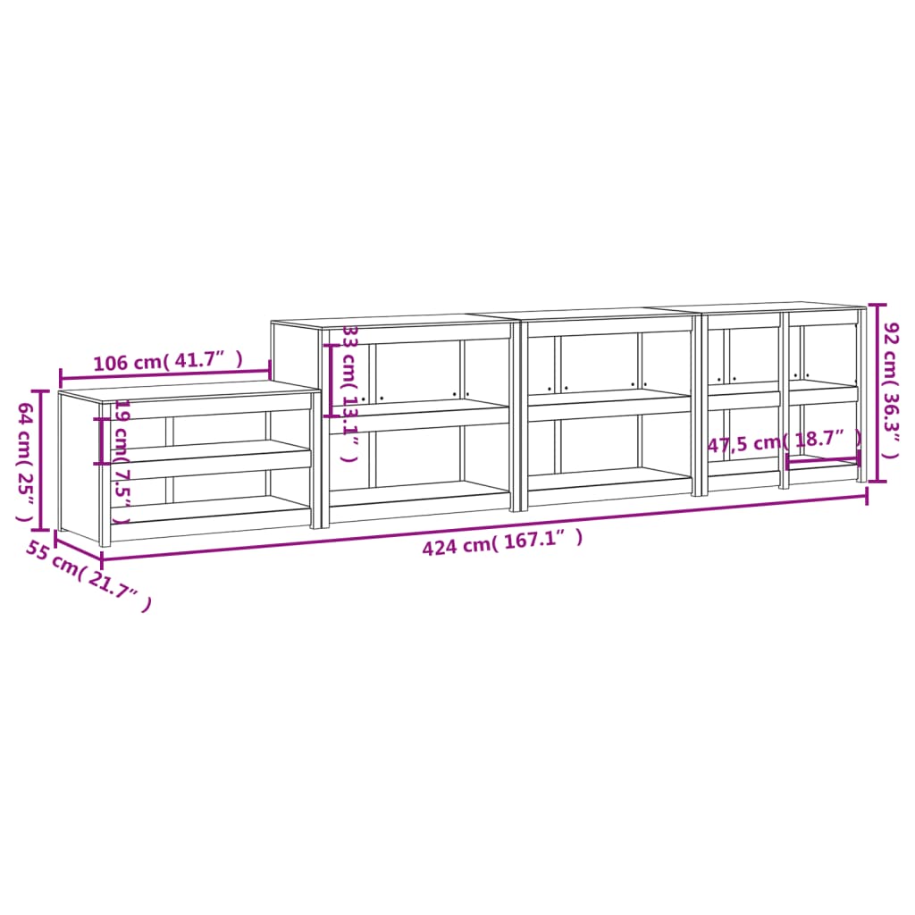 vidaXL Outdoor Kitchen Cabinets 4 pcs Solid Wood Pine