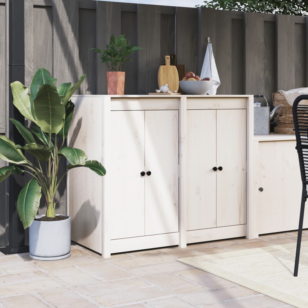 vidaXL Outdoor Kitchen Cabinet White Solid Wood Pine