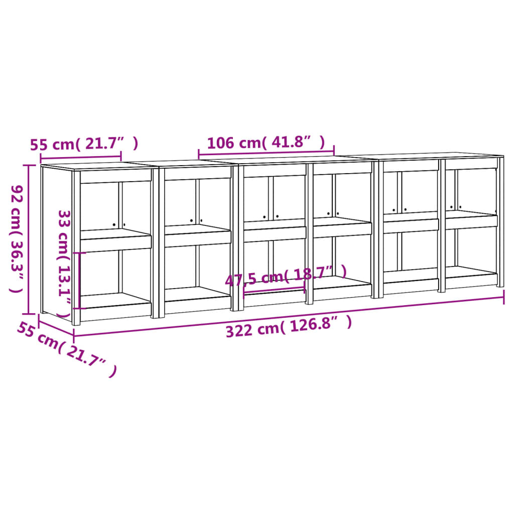 vidaXL Outdoor Kitchen Cabinets 4 pcs White Solid Wood Pine